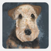 AIREDALE TERRIER QUADRATISCHER AUFKLEBER (Vorderseite)