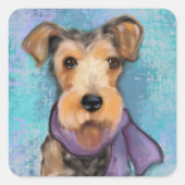 Airedale Terrier Quadratischer Aufkleber (Vorderseite)