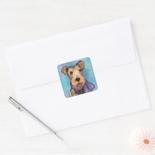 Airedale Terrier Quadratischer Aufkleber (Umschlag)