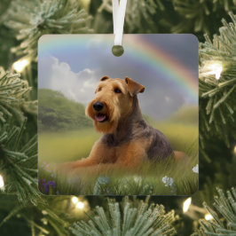Airedale Terrier Rainbow Bridge Memorial Custom Ornament Aus Metall