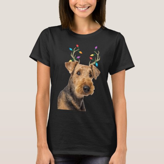Airedale Terrier Reindeer Christmas Dog T-Shirt (Vorderseite)