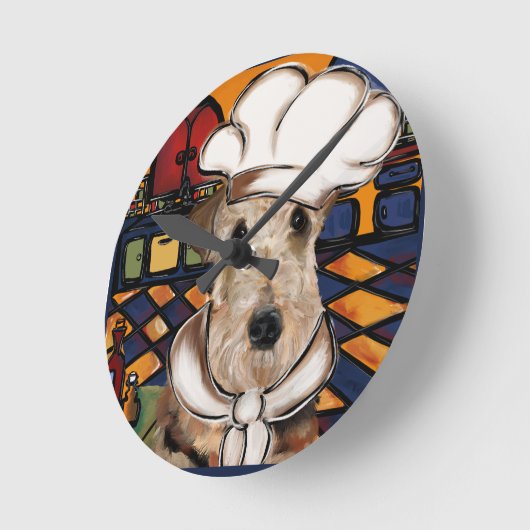AIREDALE TERRIER RUNDE WANDUHR (Winkel)