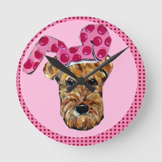 AIREDALE TERRIER RUNDE WANDUHR (Vorderseite)