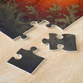 Airedale Terrier Rustikales Halloween-Kürbisbeet  Puzzle (Seite)