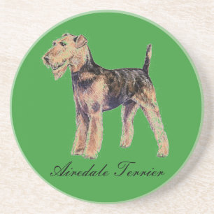 Airedale-Terrier-Sandstein-Untersetzer Sandstein Untersetzer