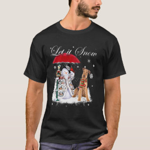 Airedale Terrier Santa Dog Weihnachten Snowman Wei T-Shirt