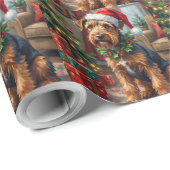 Airedale Terrier Santa Hat Christmas Fun Art Geschenkpapier (Rolleneckpunkt)