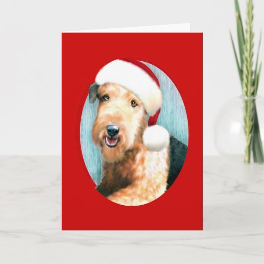 Airedale Terrier Santa - Maßgeschneidert Feiertagskarte (Vorderseite)