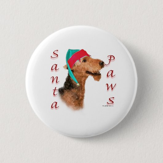 Airedale Terrier Santa Paws Button (Vorderseite)