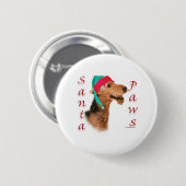 Airedale Terrier Santa Paws Button (Vorne & Hinten)