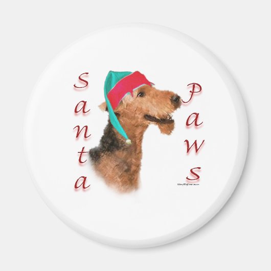 Airedale Terrier Santa Paws Magnet (Vorne)