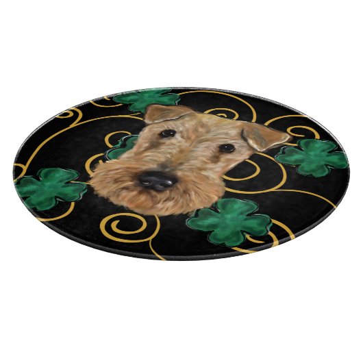 AIREDALE TERRIER SCHNEIDEBRETT (Ecke)