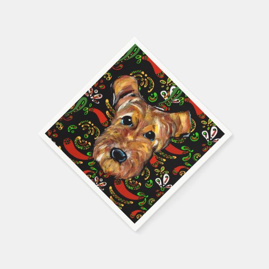 AIREDALE TERRIER SERVIETTE (Ecke)