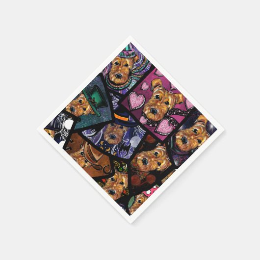 AIREDALE TERRIER SERVIETTE (Ecke)