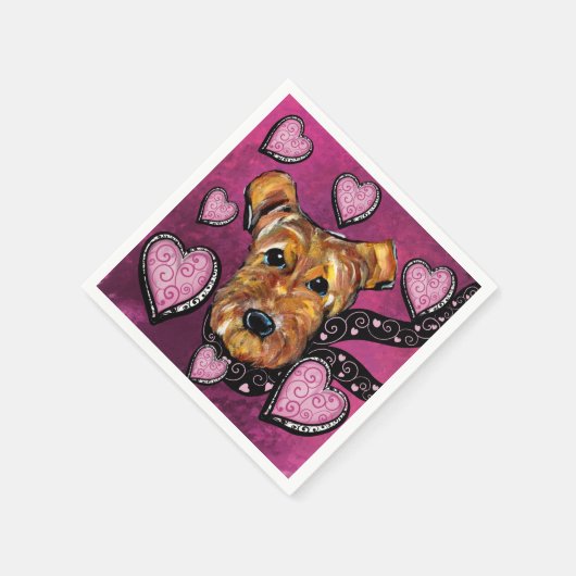 AIREDALE TERRIER SERVIETTE (Ecke)