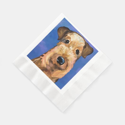 AIREDALE TERRIER SERVIETTE (Ecke)