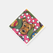 AIREDALE TERRIER SERVIETTE (Ecke)