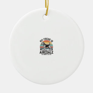Airedale-Terrier-Shirt Vintage-Hundefan Grafik_1 Keramik Ornament