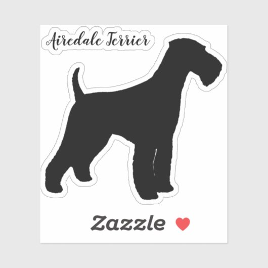 Airedale Terrier Silhouette Dog Brei Vinyl Aufkleber (Blatt)