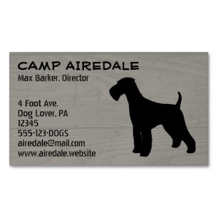 Airedale Terrier Silhouette Imitate Wood Style Magnetische Visitenkarte
