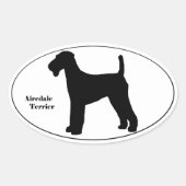 Airedale Terrier Silhouette Ovaler Aufkleber (Vorderseite)
