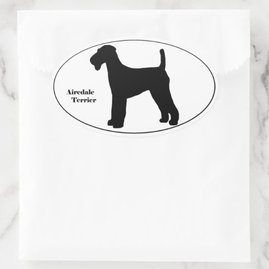 Airedale Terrier Silhouette Ovaler Aufkleber (Tasche)