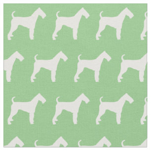 Airedale Terrier Silhouette Pet Sage Green Stoff