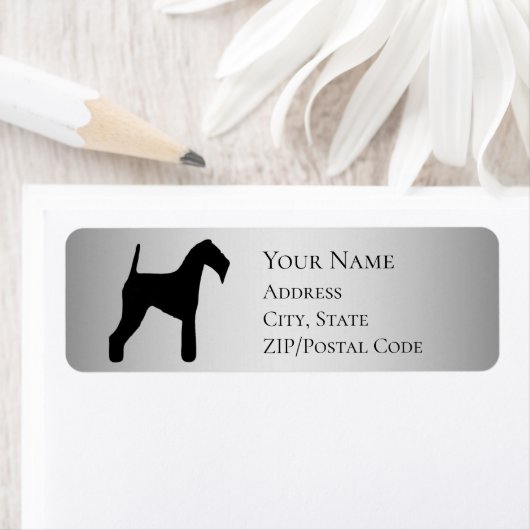 Airedale Terrier Silhouette Rücksendeadresse (Insitu)