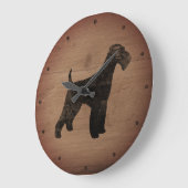 Airedale Terrier Silhouette Rustikal Große Wanduhr (Winkel)