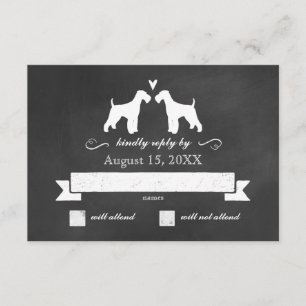 Airedale Terrier Silhouetten Hochzeit RSVP Reaktio Karte