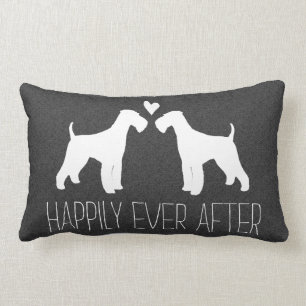 Airedale Terrier Silhouetten mit Herz und Text Lendenkissen
