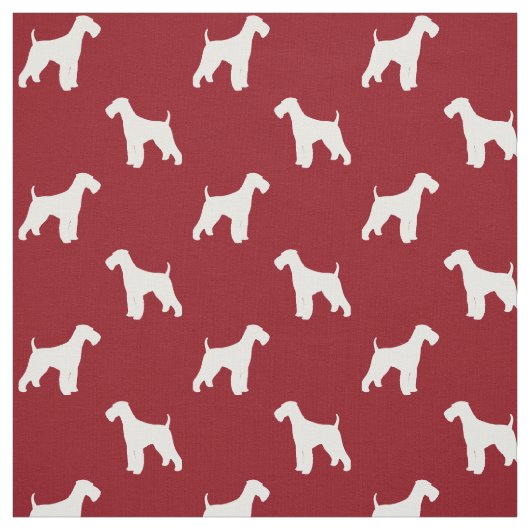 Airedale Terrier Silhouetten Muster rot und weiß Stoff (Muster)