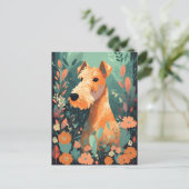 Airedale Terrier Spring Flowers Postkarte (Stehend Vorderseite)