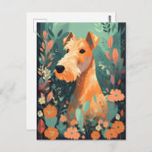 Airedale Terrier Spring Flowers Postkarte (Vorne/Hinten)