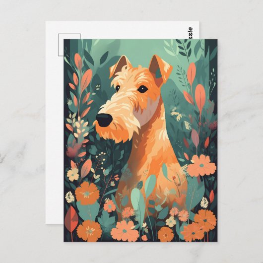 Airedale Terrier Spring Flowers Postkarte (Vorne/Hinten)