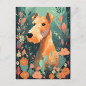Airedale Terrier Spring Flowers Postkarte (Vorderseite)