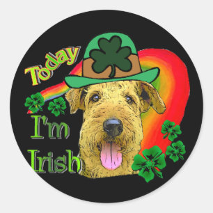 Airedale Terrier St Patricks Runder Aufkleber