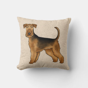 Airedale Terrier Süßer Cartoon-Hund auf Beige Kissen