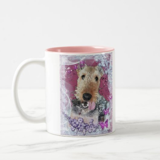 Airedale-Terrier-Tasse Zweifarbige Tasse (Links)