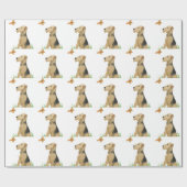 Airedale Terrier u. Schmetterling Geschenkpapier (Flach)