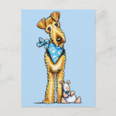 Airedale Terrier und Puppy Postkarte (Vorderseite)