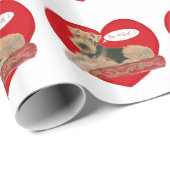 Airedale Terrier Valentine Geschenkpapier (Rolleneckpunkt)