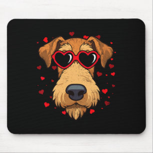Airedale Terrier Valentinsherz Süße Hunde Liebhabe Mousepad