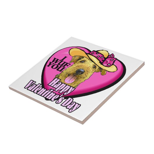 Airedale Terrier Valentinstag Fliese (Seite)
