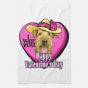 Airedale Terrier Valentinstag Geschirrtuch