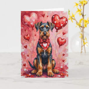 Airedale Terrier Valentinstag Hund mit Herzen Karte