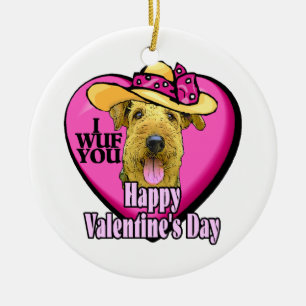 Airedale Terrier Valentinstag Keramikornament