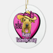 Airedale Terrier Valentinstag Keramikornament (Links)