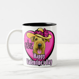 Airedale Terrier Valentinstag Zweifarbige Tasse