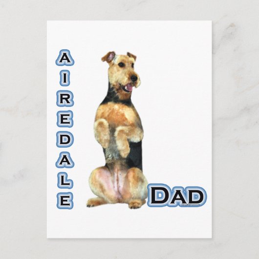 Airedale Terrier Vater 4 Postkarte (Vorderseite)